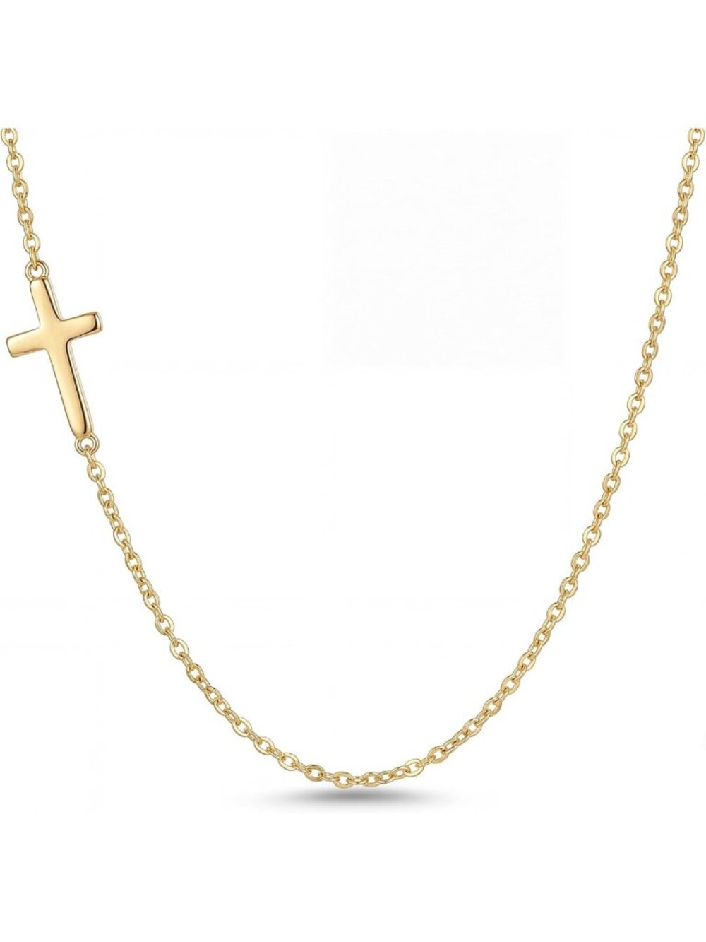 18K Gold Sideways Cross Necklace for Women - Elegant S925 Jewelry Gift